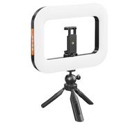 Conjunto de luz anular LED portátil - lámpara selfie recargable, brillo bicolor, 3 modos de iluminación, estabilizador de video para smartphone, compacto y móvil | Perfecto para influencer