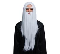 Conjunto De Mago Deluxe Peluca Y Barba Gris Disfraz Para Adultos Accesorio