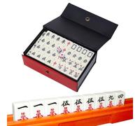Conjunto De Mahjong Chino - 144 Mini Azulejos Contando, Construcción Robusta Ligera Caja De Almacenamiento Conveniente, Colección De Juegos Fácil Para Encuentros Sociales Divertidos | Organizador Para