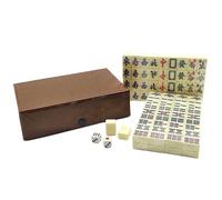 Conjunto de Mahjongg portátil - Mini Mahjong Tile, 144 PC | Juego completamente completo con dos bandejas adicionales y dados para el entretenimiento en el viaje y en casa para las noches de juego de