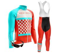 Conjunto de Maillot Ciclismo Manga Larga Hombre con Culotte Otoño Secado Rápido Transpirable Custom Conjunto Ciclista Pro Team (L,TypA-8)