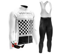 Conjunto de Maillot Ciclismo Manga Larga Hombre con Culotte Otoño Secado Rápido Transpirable Custom Conjunto Ciclista Pro Team (L,TypA-4)