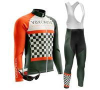 Conjunto de Maillot Ciclismo Manga Larga Hombre con Culotte Otoño Secado Rápido Transpirable Custom Conjunto Ciclista Pro Team (XL,TypA-1)