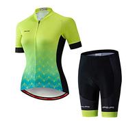 Conjunto de maillot de ciclismo para mujer de manga corta+pantalones cortos acolchados 5D de secado rápido reflectante 3 bolsillos S-3XL, Jp2017, S