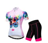 Conjunto de maillot y pantalones cortos de ciclismo para mujer, con almohadilla de gel 3D, para bicicleta de montaña, talla S