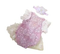 Conjunto de mameluco de encaje para fotografía de niña recién nacida con diadema floral, tela de punto suave para 0-1 mes, regalo de baby shower, accesorios para fotos, juego de regalo de fotografía