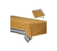 Conjunto de mantel y servilletas - ATMOSPHERA - Inuit - Algodón - Amarillo ocre - 250x150cm
