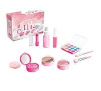 Conjunto de maquillaje de juguete de imitación de belleza infantil set vanity portátil accesorios colores ligeros baúl creación papel aprendizaje juego seguro duradero almacenamiento regalo actividad