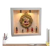 Conjunto de marco de silueta de museo genérico de bricolaje - Upgrade Shadow Box Frame Kit, elegante Gold Frame Memory Cube with Multi-Layer Display, Miniature Art Gallery, Personalizado Family
