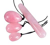 Conjunto de masajeador de cuarzo rosa natural, 3 piezas de huevo de piedra de jade Yoni Masaje con huevos de piedra Masaje de masaje de 1 piezas para entrenar los músculos pélvicos Ejercicio de Kegel,B