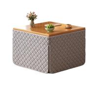 Conjunto De Mesa Calefactora Kotatsu Conjunto De Futón Con Estufa De Estilo Japonés Para Invierno Mesa Baja Multifuncional Con Calefacción Kotatsu Para Sala De Estar Cálida(Brown-A,80*80*70CM)