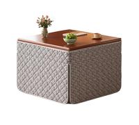 Conjunto De Mesa Calefactora Kotatsu Conjunto De Futón Con Estufa De Estilo Japonés Para Invierno Mesa Baja Multifuncional Con Calefacción Kotatsu Para Sala De Estar Cálida(Brown-B,80*80*70CM)