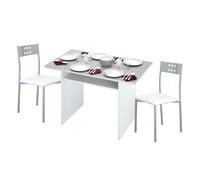 Conjunto de mesa cocina y 2 sillas pack mesa desplegable y 2 sillas blanco y gris cemento