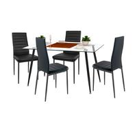 Conjunto de mesa comedor cristal y 4 sillas avat estilo moderno negro 70 cm