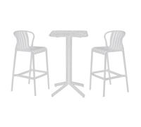 Conjunto de Mesa con 2 Sillas Home ESPRIT Blanco Metal Polipropileno 60 x 60 x 102 cm