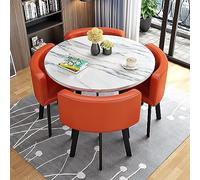 Conjunto de Mesa de Comedor con Escritorio de capacitación y 4 sillas Que ahorran Espacio, Muebles Redondos para el hogar y la Oficina, Elegante Mesa de conferencias, Decora