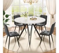 Conjunto de Mesa de Comedor con MDF, Cocina y Salón, Gris, 5 Piezas, 18.8kg