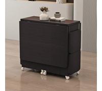 Conjunto de Mesa de Comedor Plegable con Alas Abatibles, Mesa Cocina Plegable con 4 Taburetes, Mesas que Ahorran Espacio con Almacenamiento y Ruedas(Black,120cm/47.2in)