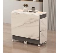 Conjunto de Mesa de Comedor Plegable con Alas Abatibles, Mesa Cocina Plegable con 4 Taburetes, Mesas que Ahorran Espacio con Almacenamiento y Ruedas(White C,140cm/55.1in)