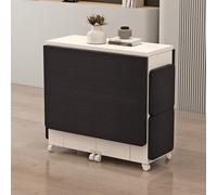 Conjunto de Mesa de Comedor Plegable con Alas Abatibles, Mesa Cocina Plegable con 4 Taburetes, Mesas que Ahorran Espacio con Almacenamiento y Ruedas(Black C,140cm/55.1in)