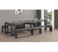 Conjunto de mesa e cadeiras com efeito madeira