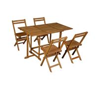 Conjunto de mesa extensible con almacenaje y 4 sillas plegables de madera maciza CARMEN