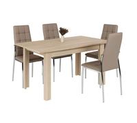 Conjunto de Mesa Extensible y 4 Sillas Comedor, Pack de Mesa con Sillas Estilo Moderno Roble Canadian