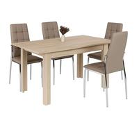 Conjunto de Mesa Extensible y 4 Sillas Comedor, Pack de Mesa con Sillas Estilo Moderno Roble Canadian