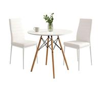 Miroytengo Conjunto de Mesa Redonda con 2 Sillas Cocina, Muebles de Cocina, Estilo Moderno en Color Blanco Mate
