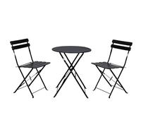 Conjunto de mesa y 2 sillas plegables de metal para jardín, balcón o terraza | Set bistró compacto y resistente, ideal para exteriores e interiores | Diseño elegante, fácil de almacenar y transportar