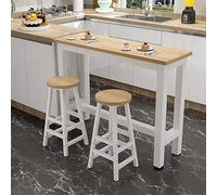 Conjunto de Mesa y Sillas de Bar Mesa de Bar de Madera Moderna con Reposapiés para Sala de Estar Restaurante Bar.(Original Wood,100x40x105cm)