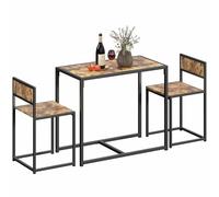 Conjunto de mesa y sillas de comedor HOMCOM 2, conjuntos de comedor, mesa rectangular que ahorra espacio y 2 sillas para cocinas compactas, estructura de acero, marrón rústico