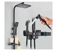 Conjunto de mezclador de ducha termostática en negro Termostático de ducha de baño Termetado de ducha de oro Gold Smart Digital Toque Sistema de lluvia montada en la pared (negro A termostático 1)