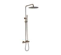 Conjunto de mezclador de ducha termostática Montaje multifunción Montaje de pared de la columna expuesta grita de baño con la cabeza de lluvia del desviador de latón y manguera (gris de pistola, 12