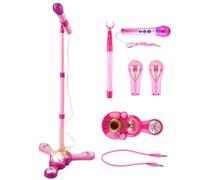 Conjunto De Micrófonos Para Niños, Micrófono Y Soporte Ajustable Para Niños, Micrófono De Luces LED Coloridas | Conéctese al Micrófono MP3 para Niñas Y Niños