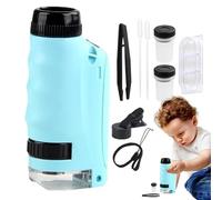 Conjunto De Microscopio - Microscopio De Mano | Pequeños Microscopios Para Niños | Microscopios De Bolsillo Portátiles | 250X Aumento Del Kit De Ciencias Microscopee | Iluminación LED Juguetes De Obse