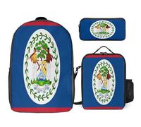 Conjunto De Mochila 3 Piezas Belice Bandera Nacional Escolares Para Mujeres Escolar Viaje Informal Para Portátil 17 Pulgadas Chicas Adolescentes Resistente Agua Ligera Hombres Chicos Universidad
