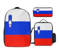 Conjunto De Mochila 3 Piezas Con Eslovenia Bandera Nacional Impresa Mochila Escolar Bolso De Viaje Bandolera Estuche Resistente Al Agua Y Ligero
