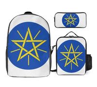 Conjunto De Mochila 3 Piezas Etiopía Emblema Nacional Escolares Mujeres Escolar Viaje Informal Portátil 17 Pulgadas Chicas Adolescentes Resistente Agua Ligera Hombres Universidad