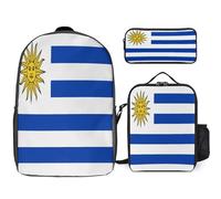 Conjunto De Mochila 3 Piezas Mochila Para Portátil Con Costa Este De Uruguay Bandera Escolar Bolso De Viaje Casual Con Correa En El Pecho Para Niños Y Niñas