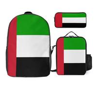 Conjunto De Mochila 3 Piezas Mochila Para Portátil Con Emiratos Árabes Unidos Bandera Escolar Bolso De Viaje Casual Con Correa En El Pecho Para Niños Y Niñas