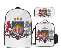 Conjunto De Mochila 3 Piezas República De Letonia Emblema Nacional Mochilas Escolares De Moda Para Niñas Mochila Informal Con Portátil Para Mujeres Viaje