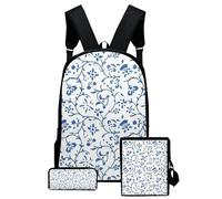 Conjunto de mochila con bolsa de almuerzo, conjunto de encimeras elementales para niñas | Impresiones florales Bolsas elementales con estuche de lápiz para estudiantes universitarios,Mochila escolar