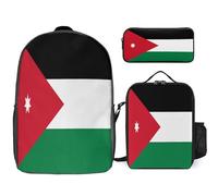 Conjunto De Mochila Escolar Con Jordán Bandera Nacional Impresa Lonchera Y Estuche 3 Piezas Mochilas Escolares Para Adolescentes Niñas Niños Primaria Secundaria Resistente Agua Ligera Viaje