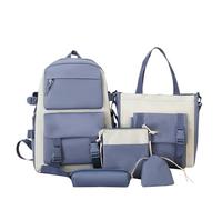 Conjunto de mochila informal para viajes de vacaciones, para estudiantes, ligera, duradera, con múltiples bolsillos, elegante, unisex, para adolescentes y niños, fácil de empacar, Blue, Talla única