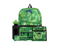 Conjunto de mochila Marvel Comics | Juego de mochila y bolsa de almuerzo Hulk | Conjunto de mochila escolar para niρos | Talla ϊnica Verde