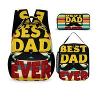 Conjunto de mochila y mochila para el día a día con diseño de barba, el mejor papá del mundo (1), mochila para portátil, conjunto de mochila y mochila con bolsa para el almuerzo y bolsa de almacenami