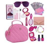 Conjunto de Monedero para niñas, Monedero de Juego para niñas pequeñas,Juego de Juguetes 27X | Juego de simulación,Incluye Cartera, teléfonos, Gafas de Sol, Llaves y Tarjetas de crédito. de