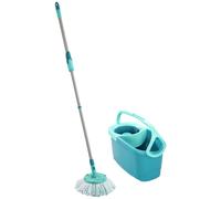 Conjunto de mopa de suelo con cubo escurridor Leifheit Clean Twist Disc Mop 52101, fregona con franjas y mango telescópico, cubo de 6 L