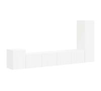 Conjunto de mueble de TV para montaje en pared, 3 unidades, color blanco | Estanterías y Puertas Almacenamiento, Fijaciones Incluidas, Ideal Apartamento Pequeño, Entretenimiento Hogar